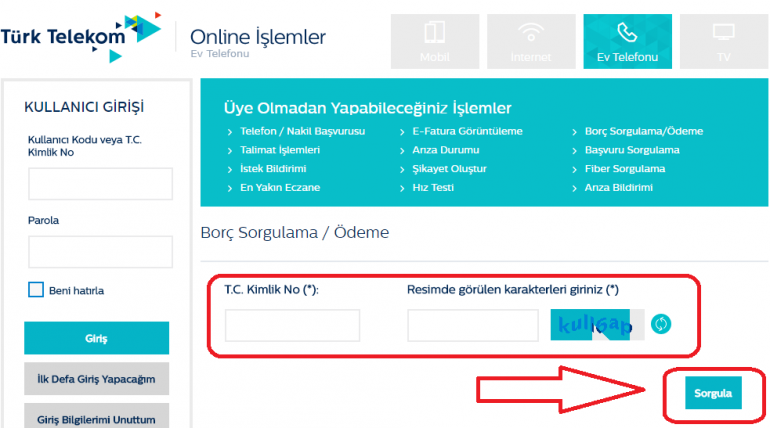 türk telekom ev telefonu fatura sorgulama